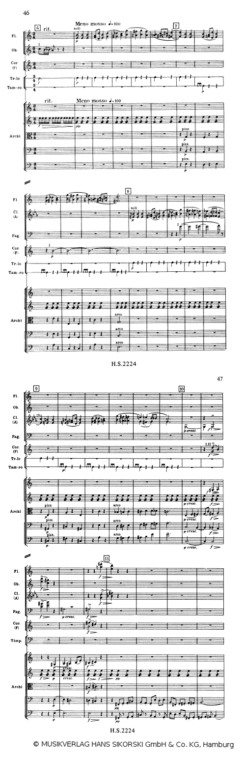 Schostakowitsch Symphonie Nr.1, 2.Satz Scherzo, Ausschnitt - © MUSIKVERLAG HANS SIKORSKI GmbH & Co. KG, Hamburg - Abdruck mit frdl. Genehmigung
